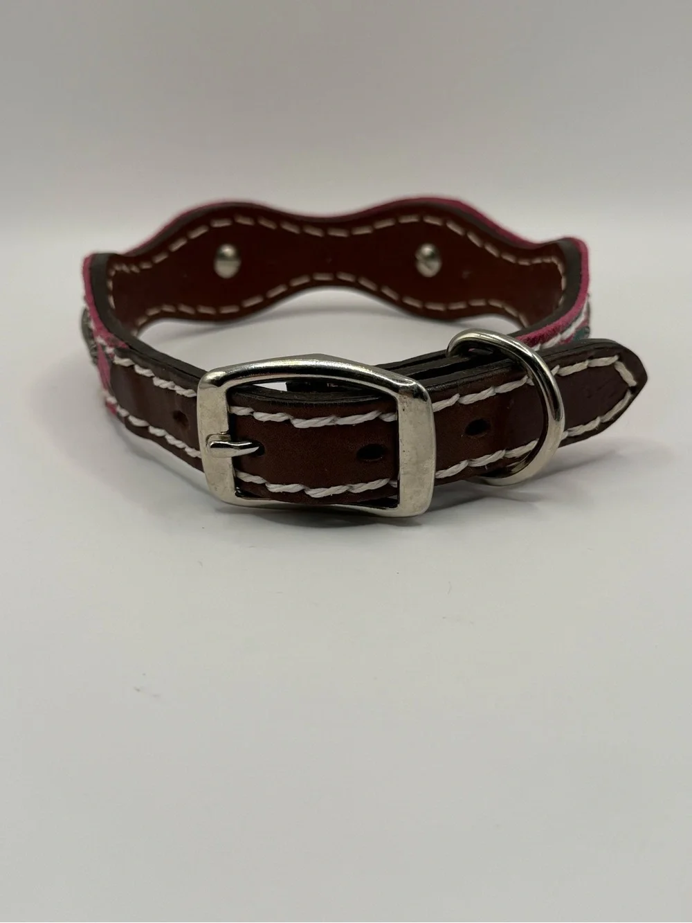 Weaver Pet Pink Vintage Paisley Leather Dog Collar 19” Western Tooled Look